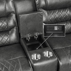 Putnam Gray Power Reclining Sofa and Loveseat - Ornate Home