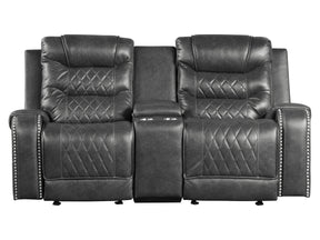 Putnam Gray Reclining Loveseat with Console - Ornate Home