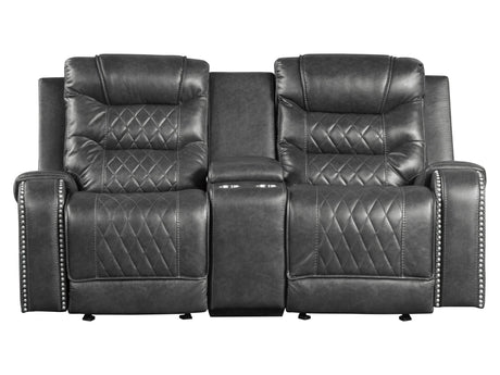 Putnam Gray Reclining Loveseat with Console - Ornate Home