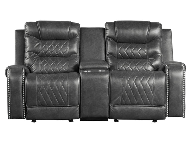 Putnam Gray Reclining Loveseat with Console - Ornate Home