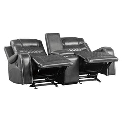 Putnam Gray Reclining Loveseat with Console - Ornate Home