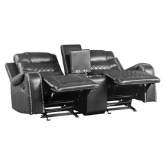 Putnam Gray Reclining Loveseat with Console - Ornate Home