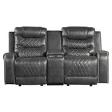 Putnam Gray Reclining Loveseat with Console - Ornate Home