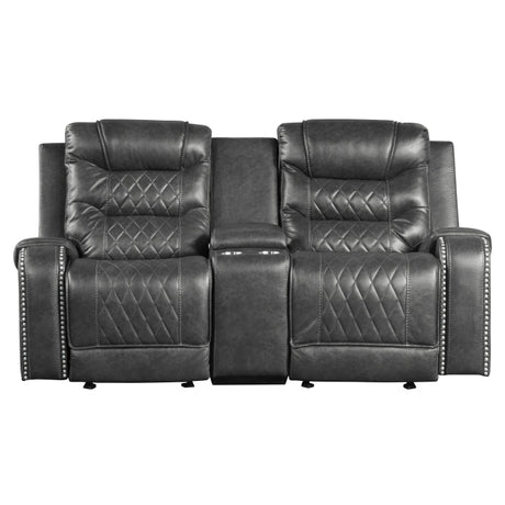 Putnam Gray Reclining Loveseat with Console - Ornate Home