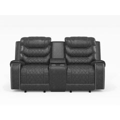 Putnam Gray Reclining Loveseat with Console - Ornate Home