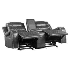 Putnam Gray Reclining Loveseat with Console - Ornate Home