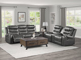 Putnam Gray Reclining Sofa with Drop Down Table - Ornate Home