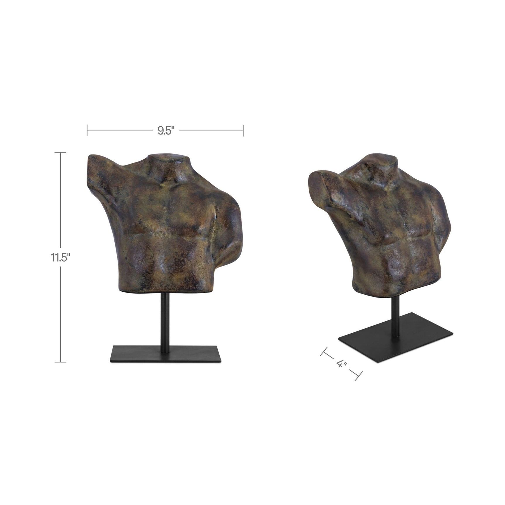 Victor Dark Green Patina Cast Aluminum Sculpture