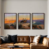Evening Ride – Cowboy Sunset Triptych