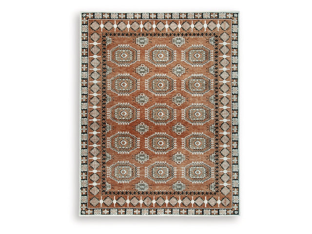 Qaabiz Sienna/Ivory/Black Large Rug - Ornate Home