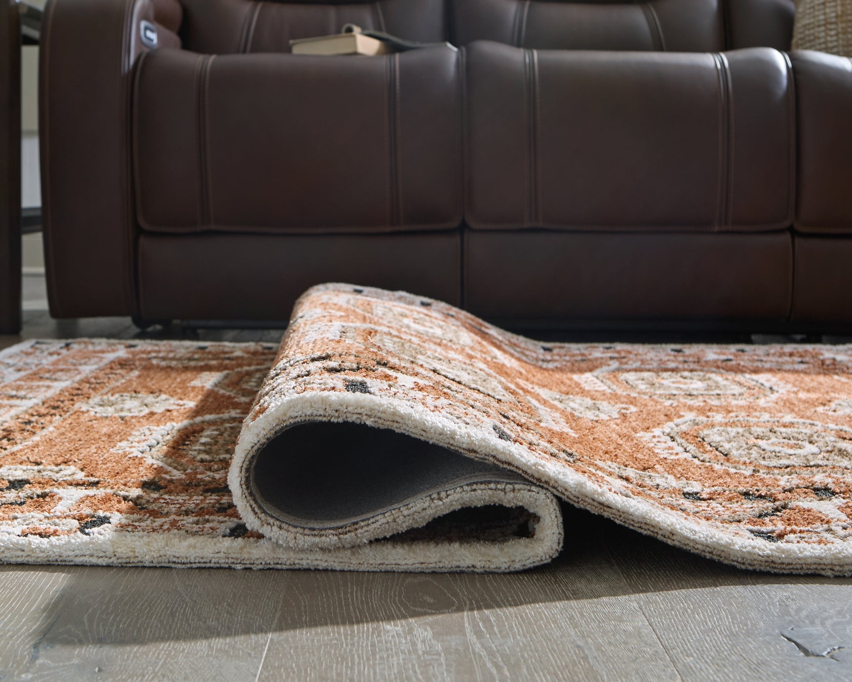 Qaabiz Sienna/Ivory/Black Large Rug - Ornate Home