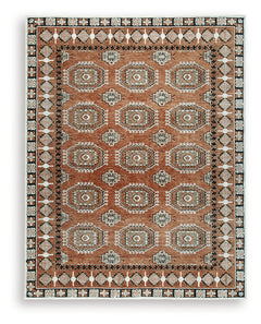 Qaabiz Sienna/Ivory/Black Large Rug - Ornate Home