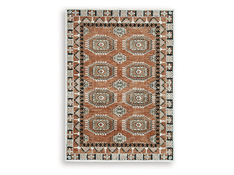 Qaabiz Sienna/Ivory/Black Medium Rug - Ornate Home