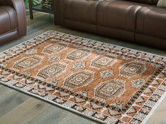 Qaabiz Sienna/Ivory/Black Medium Rug - Ornate Home