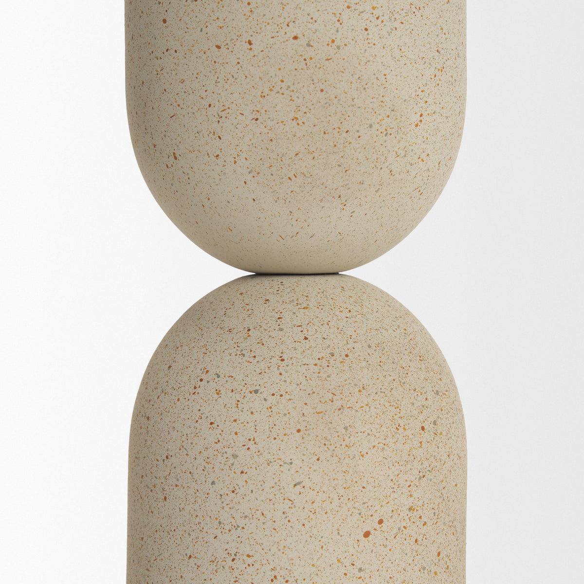 Qamra Beige Short Textured Metal Pillar Candle Holder - Ornate Home