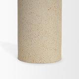 Qamra Beige Short Textured Metal Pillar Candle Holder - Ornate Home