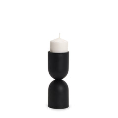 Qamra Black Short Metal Pillar Candle Holder - Ornate Home