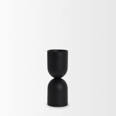 Qamra Black Short Metal Pillar Candle Holder - Ornate Home
