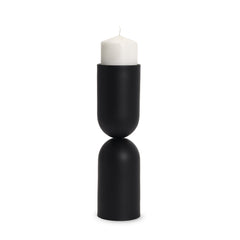 Qamra Black Tall Metal Pillar Candle Holder - Ornate Home
