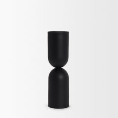 Qamra Black Tall Metal Pillar Candle Holder - Ornate Home