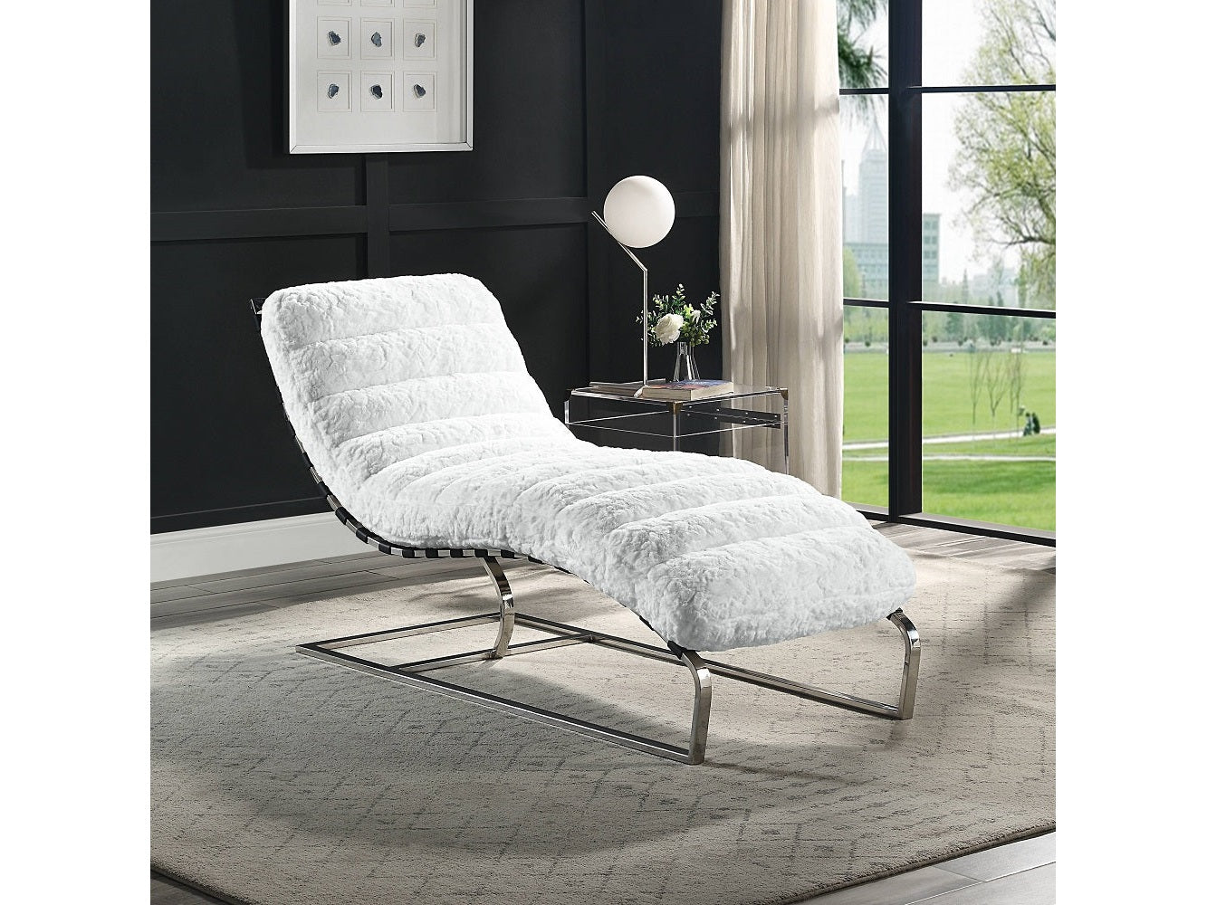 Qortini White Chaise - Ornate Home