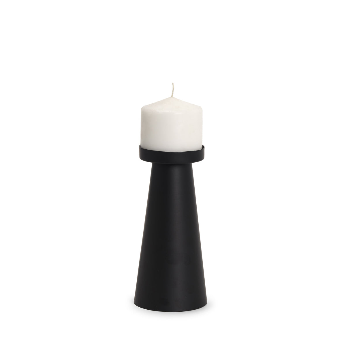 Quadir Medium Matte Black Metal Candle Holder - Ornate Home