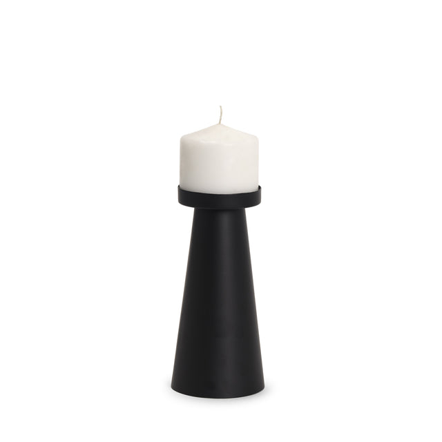Quadir Medium Matte Black Metal Candle Holder - Ornate Home