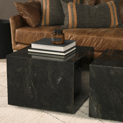 Quadra Black 20" Solid Marble Square Coffee Table