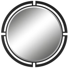 Quadrant Black Modern Round Mirror - Ornate Home
