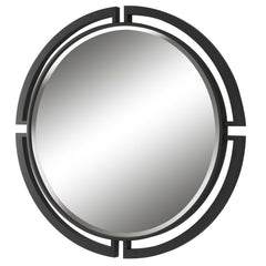 Quadrant Black Modern Round Mirror - Ornate Home