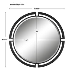 Quadrant Black Modern Round Mirror - Ornate Home