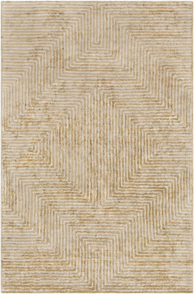 Quartz Patterned Sheen Beige Viscose Rug - Ornate Home
