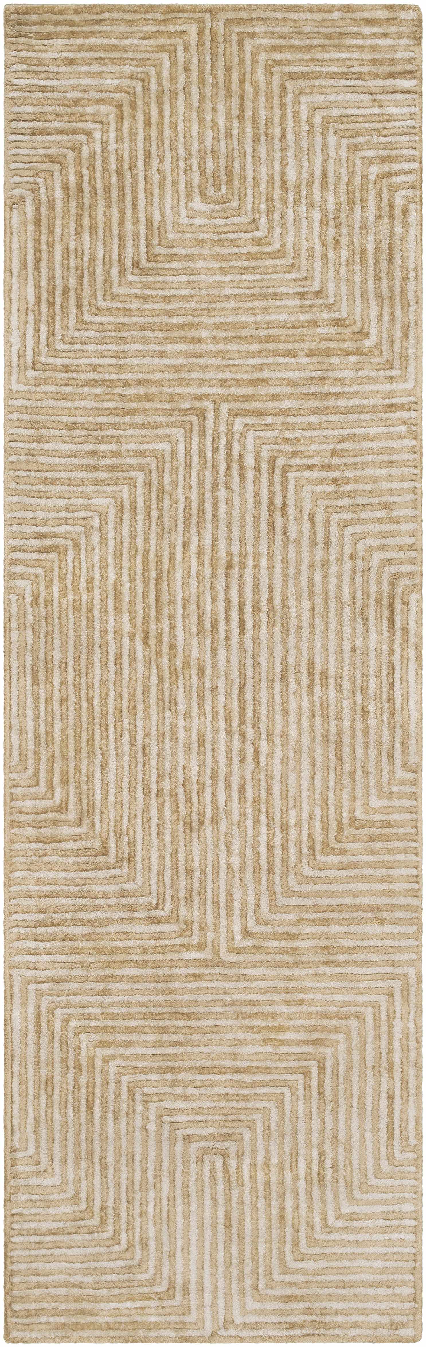 Quartz Patterned Sheen Beige Viscose Rug - Ornate Home