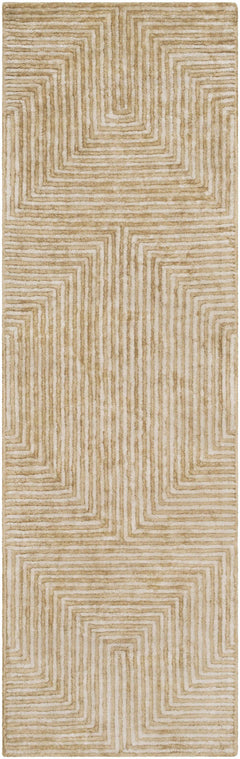 Quartz Patterned Sheen Beige Viscose Rug - Ornate Home