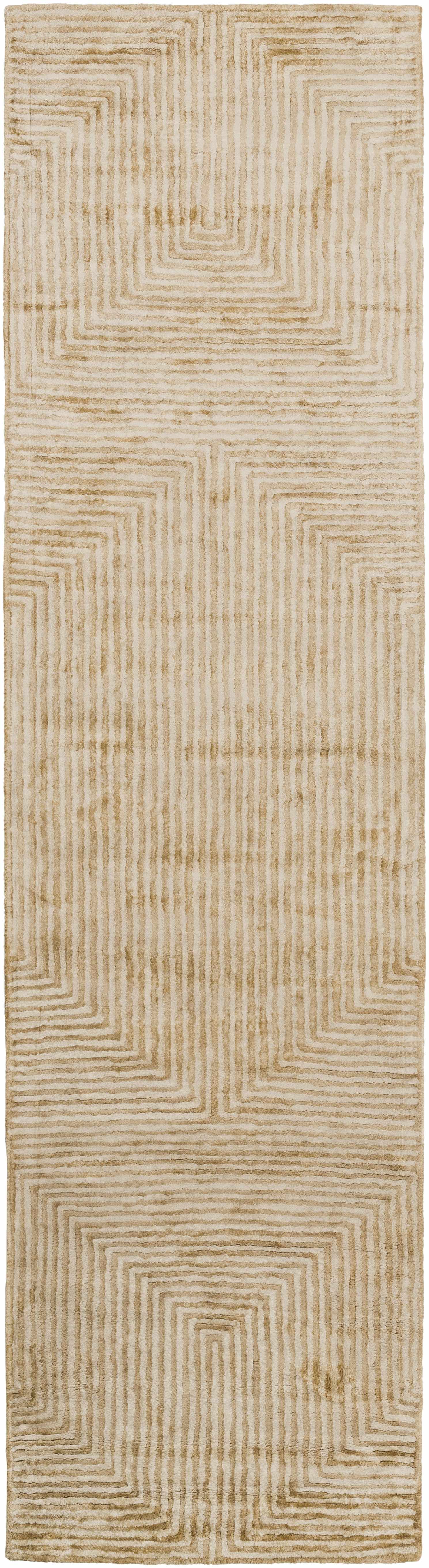 Quartz Patterned Sheen Beige Viscose Rug - Ornate Home