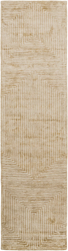 Quartz Patterned Sheen Beige Viscose Rug - Ornate Home