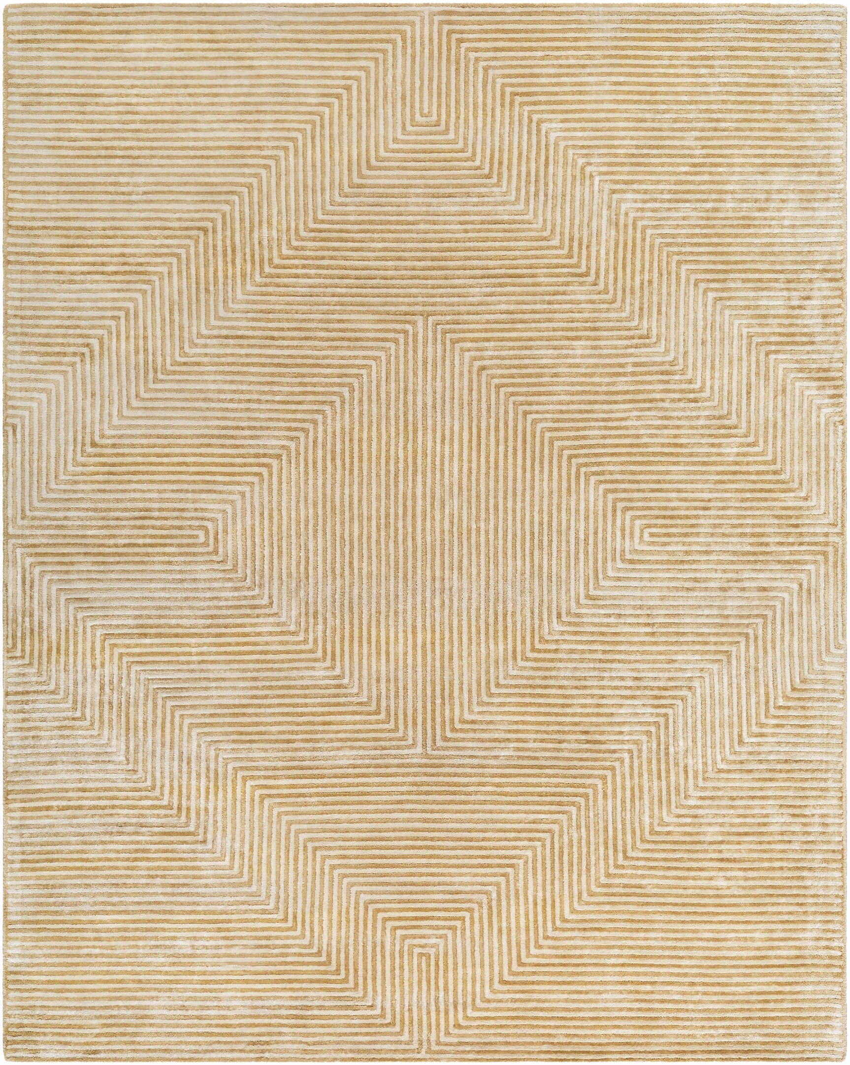 Quartz Patterned Sheen Beige Viscose Rug - Ornate Home