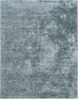 Quartz Patterned Sheen Blue/Green Viscose Rug - Ornate Home