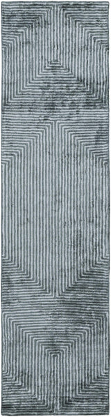 Quartz Patterned Sheen Blue/Green Viscose Rug - Ornate Home