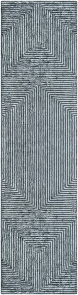 Quartz Patterned Sheen Blue/Green Viscose Rug - Ornate Home
