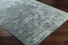Quartz Patterned Sheen Blue/Green Viscose Rug - Ornate Home