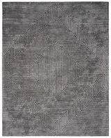 Quartz Patterned Sheen Gray/Green Viscose Rug - Ornate Home