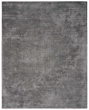 Quartz Patterned Sheen Gray/Green Viscose Rug - Ornate Home