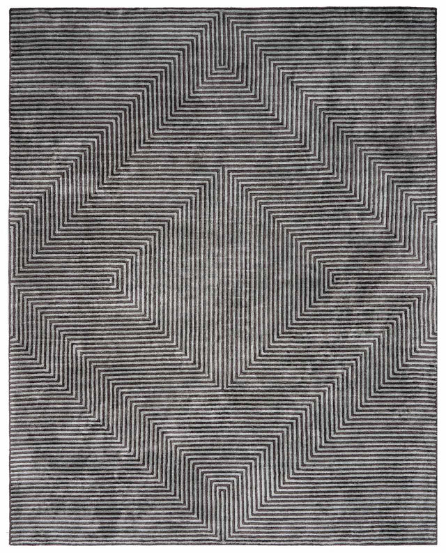 Quartz Patterned Sheen Gray/Green Viscose Rug - Ornate Home