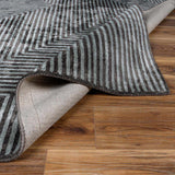 Quartz Patterned Sheen Gray/Green Viscose Rug - Ornate Home