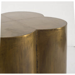 Quatrefoil Gold/Brass Flower Cladding Accent Table with Wooden Top - Ornate Home