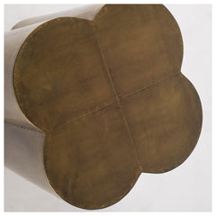 Quatrefoil Gold/Brass Flower Cladding Accent Table with Wooden Top - Ornate Home