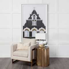 Quatrefoil Gold/Brass Flower Cladding Accent Table with Wooden Top - Ornate Home