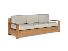 Qube 3-Person Teak Canvas Outdoor Sofa with Sunbrella® Cushion - Ornate Home