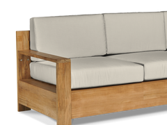 Qube 3-Person Teak Canvas Outdoor Sofa with Sunbrella® Cushion - Ornate Home